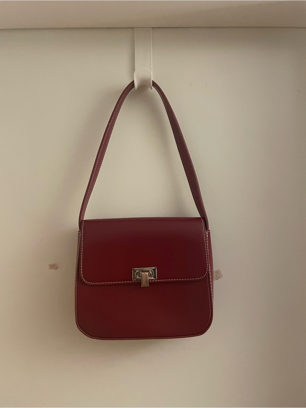 Urban Outfitters Classic Burgundy Faux Leather Shoulder Bag